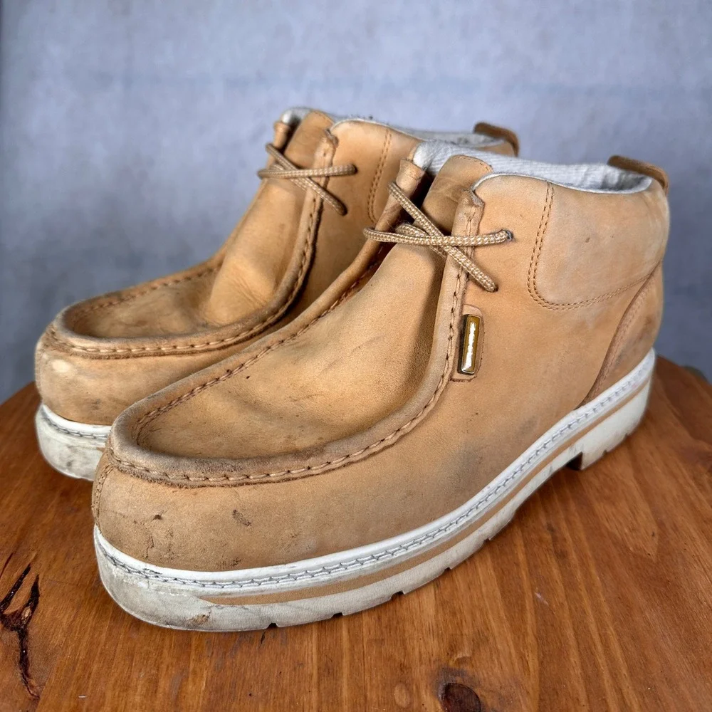 Lugz Strider Chukka Boots Mens 11 Wheat Tan Good Leather Moc Toe MSRUN752